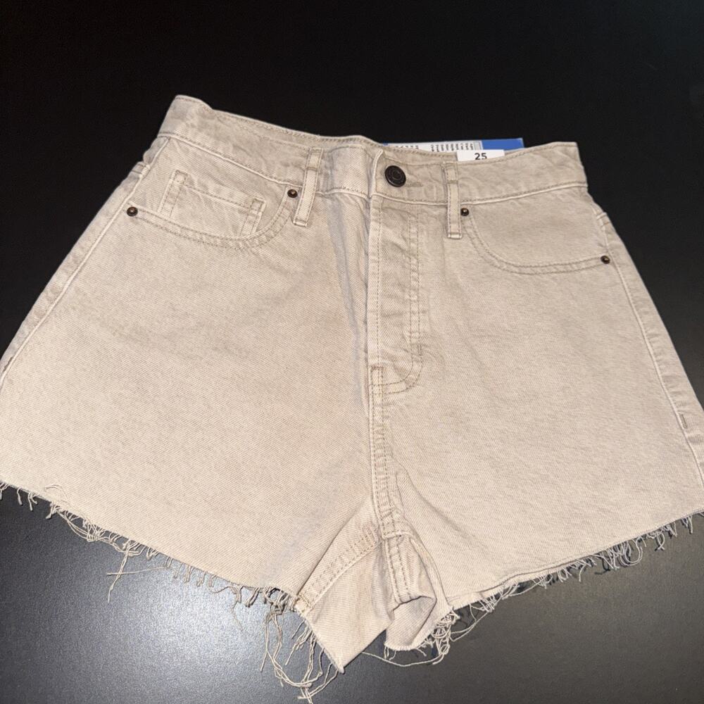 PacSun Womens /Jr Tan Jean Shorts Size 25 Vintage High rise -granola ties